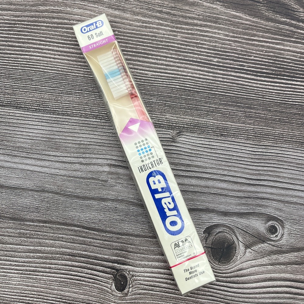 VTG Oral-B 60 Toothbrush 1980s USA Soft End-Round Bristles 4-ROW 8in TALL PINK